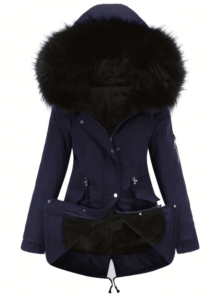 Fluffy Trim Warm Hooded Coat