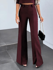 High-Wisted Solid Color Ponte Pants