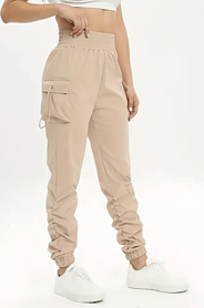 Ruched Solid Cargo Pants
