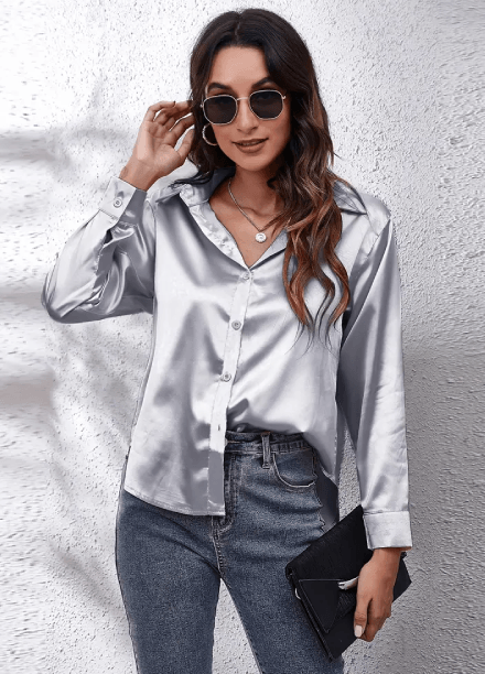 Long Sleeve Button-Up Blouse